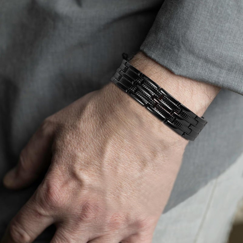 BioMag Copper Bracelet for Men 99.9% Copper Magnetic Bracelets with Sizing Tool Adjustable Jewelry Gifts (Black) - Image 4
